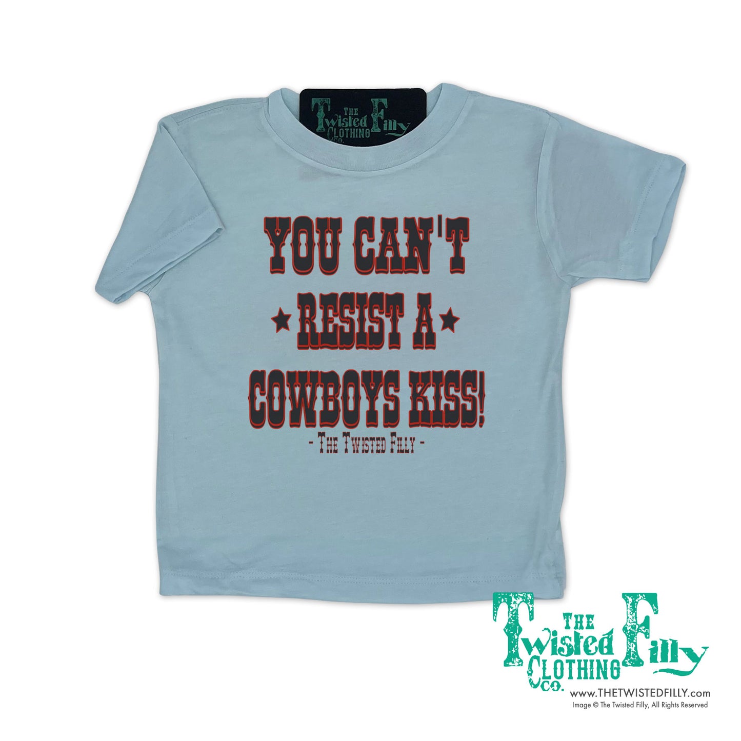 You Can't Resist A Cowboys Kiss - S/S Youth Tee - Ice Blue